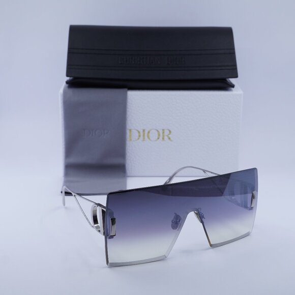 Dior 30MONTAIGNE M1U F0A6 Shield Rimless Sunglasses - Silver / Grey main image 5